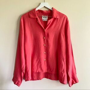 FLAX Long Sleeve Button Down Linen Top Medium